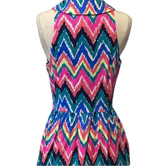 Lilly Pulitzer Sherlyn Hearts A Flutter Multicolored Chevron Collared Dress 6 - Picture 9 of 16